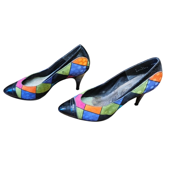 Vintage Life Stride Colorful Patchwork Heels 80s - Picture 12 of 14